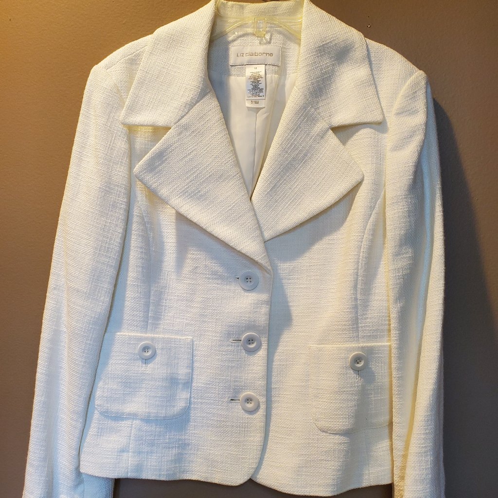 Liz White Linen Look Lightweight Jacket